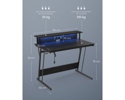 Geavanceerd Gamingbureau met LED Verlichting en Ergonomische Monitorverhoger – foto 4