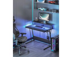 Geavanceerd Gamingbureau met LED Verlichting en Ergonomische Monitorverhoger – foto 5