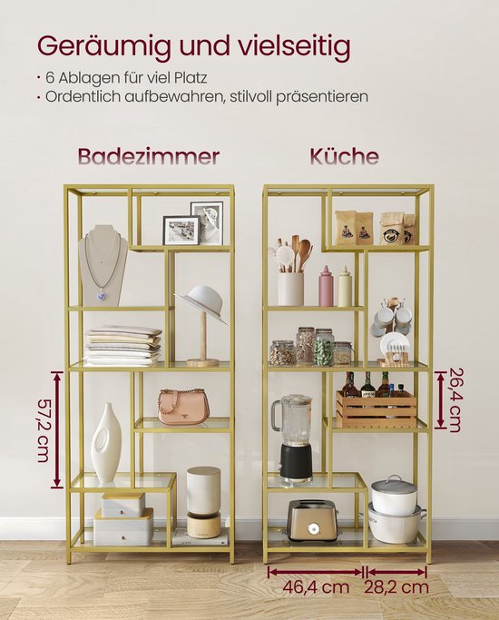 Luxe Displayrek met Gehard Glas en Stalen Frame Goud – foto 1