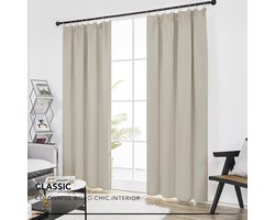 Moderne Thermogordijnen met Plooiband voor Woonkamer en Slaapkamer, Crème (2 stuks) – foto 2
