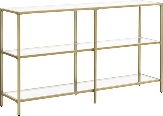 Luxe Consoletafel met Goudkleurig Metalen Frame en 3 Niveaus van Gehard Glas – foto 1