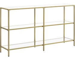 Luxe Consoletafel met Goudkleurig Metalen Frame en 3 Niveaus van Gehard Glas – foto 2