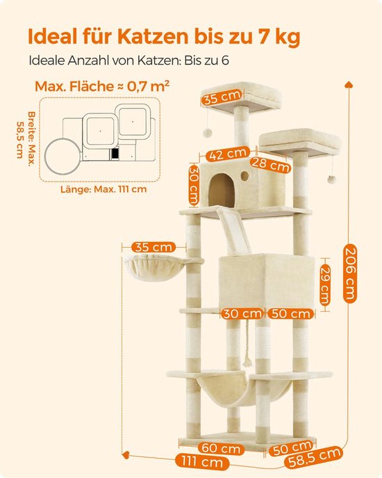 Luxe Kattenboom met Meerdere Niveaus - Beige – foto 3