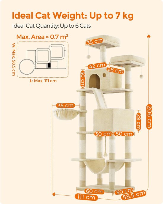 Luxe Kattenboom met Meerdere Niveaus - Beige – foto 5