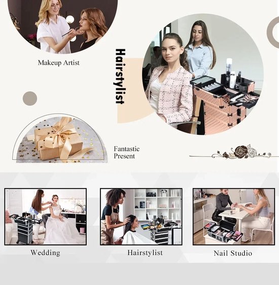 Veelzijdige 3-in-1 Make-up Trolley Koffer met Stille Wielen - Blauw – foto 6