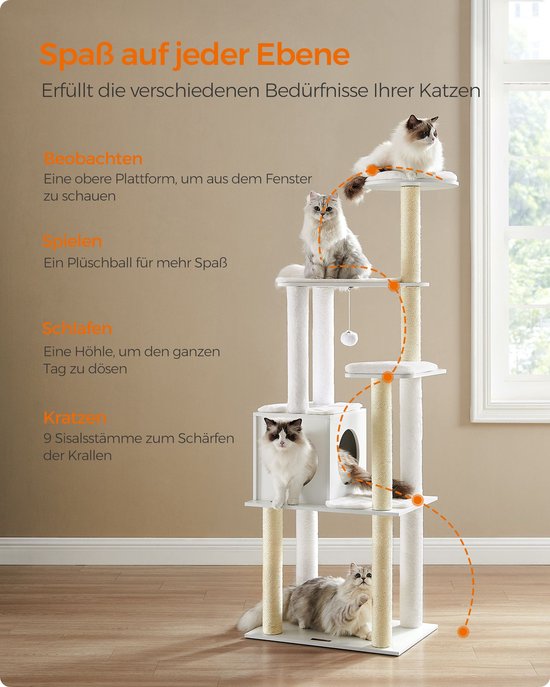 Grote Krabpaal met Comfortabele Ligplaatsen en Speelopties voor Katten – foto 6