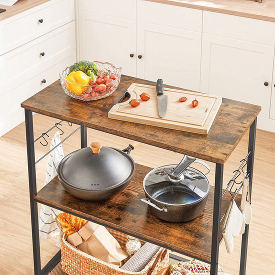 Multifunctioneel Keukenrek met 3 Planken en Haken - Industrieel Design – foto 2
