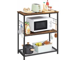 Multifunctioneel Keukenrek met 3 Planken en Haken - Industrieel Design – foto 3