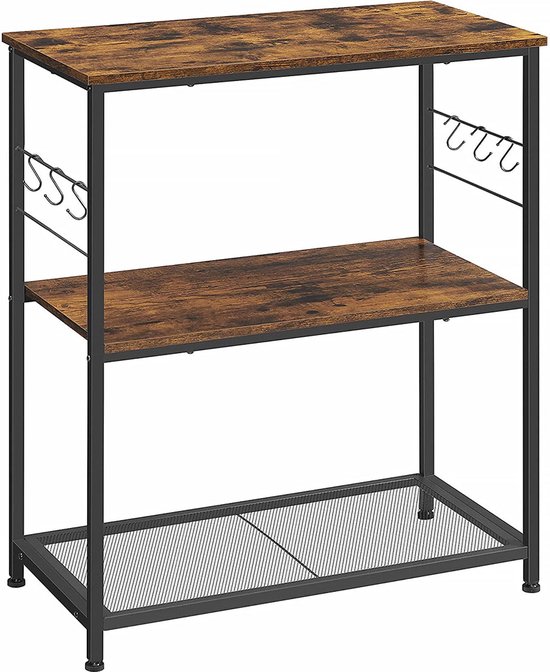 Multifunctioneel Keukenrek met 3 Planken en Haken - Industrieel Design – foto 5