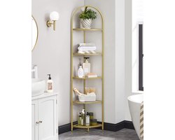 Luxe Hoekkast met Glazen Planken en Goudkleurig Frame – foto 4