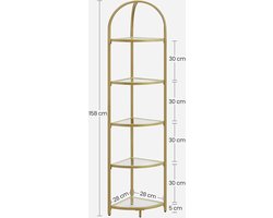 Luxe Hoekkast met Glazen Planken en Goudkleurig Frame – foto 6