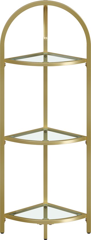 Elegante Hoekplank met Drie Glazen Niveaus – Goud metallic – foto 1