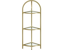 Elegante Hoekplank met Drie Glazen Niveaus – Goud metallic – foto 2