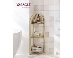 Elegante Hoekplank met Drie Glazen Niveaus – Goud metallic – foto 4
