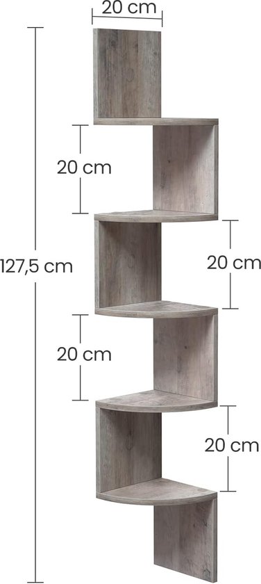 Grijze Hoekwandplank met 5 Niveaus - Ruimtebesparend en Stijlvol – foto 5