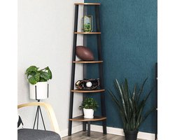 Hoekrek met 5 Legplanken - Rustiek Bruin/Zwart – foto 3