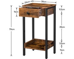Industriële Bijzettafel met Lade en Plank - Compact en Stijlvol – foto 2