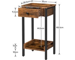 Industriële Bijzettafel met Lade en Plank - Compact en Stijlvol – foto 4
