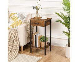 Industriële Bijzettafel met Lade en Plank - Compact en Stijlvol – foto 6