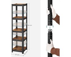 Veelzijdige Industriële Stellingkast - Set van 2 - Metaal en MDF - 150 cm – foto 6