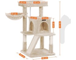 Luxe Krabpaal met Kattenhuis en Mand - Beige Fluweel – foto 5