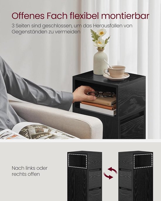Elegante Nachtkastjes Set – Ebbenhout Zwart met Lades – foto 2