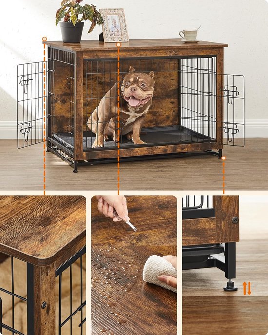 Luxe Hondenbench en Bijzettafel voor Binnen, Vintage Bruin – foto 4