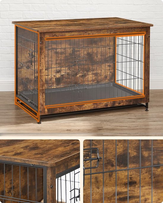 Luxe Hondenbench en Bijzettafel voor Binnen, Vintage Bruin – foto 5