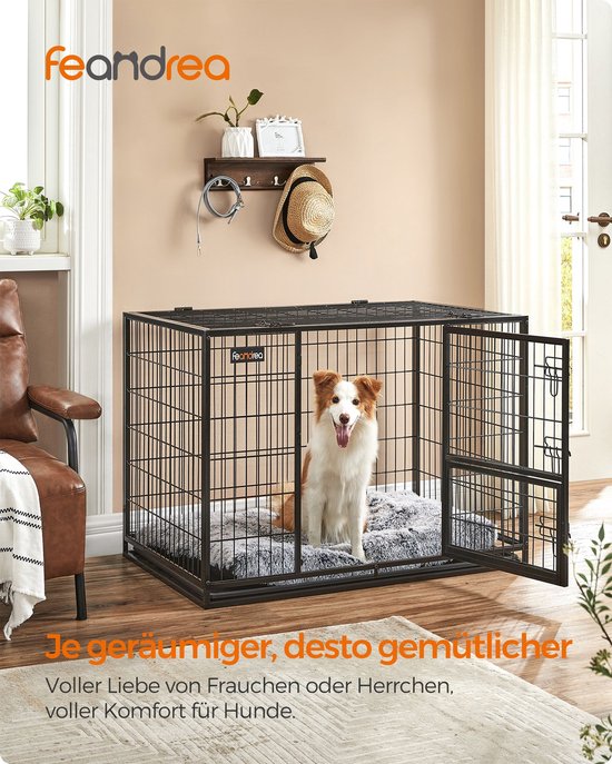 Ruime Hondenkooi van Versterkt Metaal met Dubbele Deuren - Zwart – foto 4