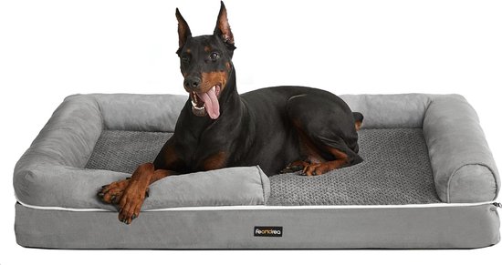 Orthopedisch hondenbed met zachte vulling en opstaande randen - 120 x 85 x 25 cm - Lichtgrijs – foto 3