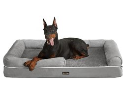 Orthopedisch hondenbed met zachte vulling en opstaande randen - 120 x 85 x 25 cm - Lichtgrijs – foto 4