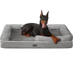 Orthopedisch hondenbed met zachte vulling en opstaande randen - 120 x 85 x 25 cm - Lichtgrijs – foto 6