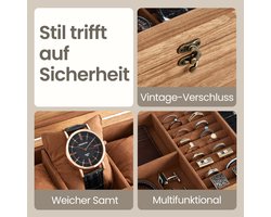 Luxe Houten Horlogedoos met Glazen Deksel voor 12 Horloges – foto 2