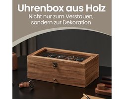 Luxe Houten Horlogedoos met Glazen Deksel voor 12 Horloges – foto 3