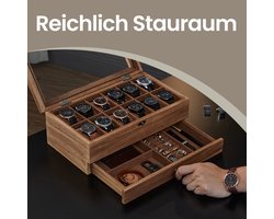 Luxe Houten Horlogedoos met Glazen Deksel voor 12 Horloges – foto 5