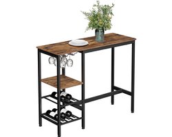 Industriële Bartafel met Wijnrekken en Glasophanging – Vintage Bruin/Zwart – foto 2