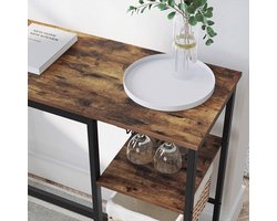 Industriële Bartafel met Wijnrekken en Glasophanging – Vintage Bruin/Zwart – foto 3