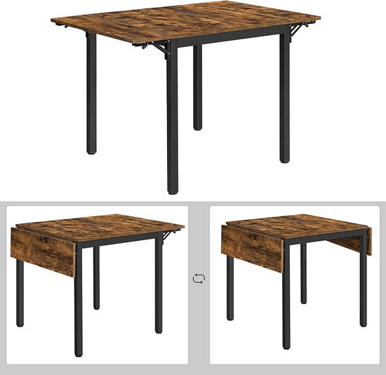 Flexibele Inklapbare Eettafel voor Kleine Ruimtes - Vintage Bruin-Zwart – foto 2