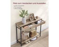 Stijlvolle Haltafel met 2 Lades - Beige Houtlook & Zwart Metaal - 100x30x80cm – foto 3