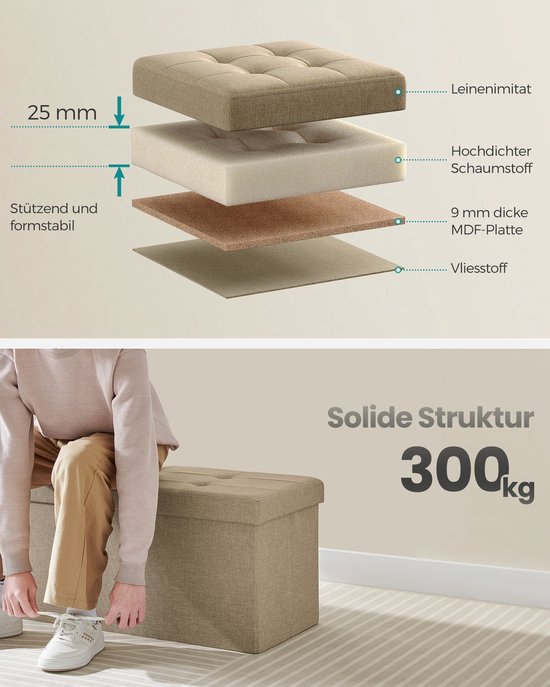 Luxe Opbergbankje – Zitkist van Imitatielinnen met MDF-Constructie – foto 5