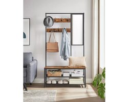 Industriële Kapstok met Schoenenrek en Spiegel - Ruimtebesparend Design – foto 6