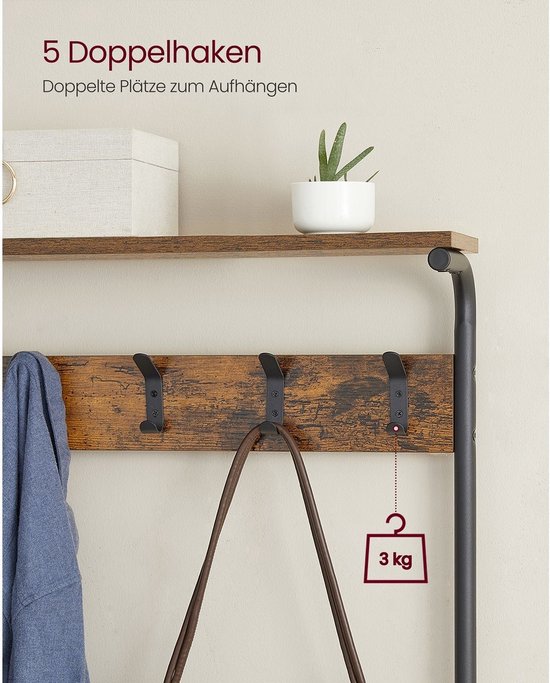 Garderoberek met 5 haken en schoenenopberger - Industrieel design – foto 2