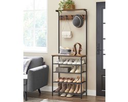 Garderoberek met 5 haken en schoenenopberger - Industrieel design – foto 6