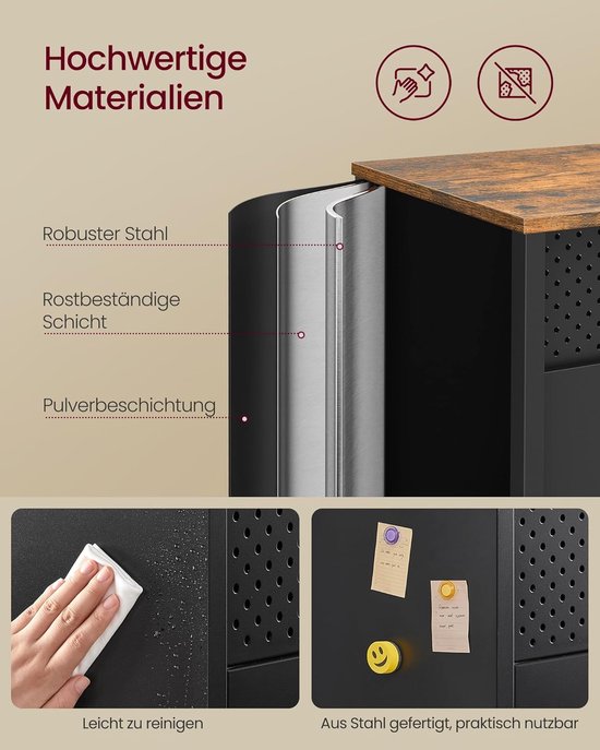 Multifunctionele Opbergkast - Bruin met Zwart Metaal en Verstelbare Planken – foto 2