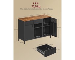 Multifunctionele Opbergkast - Bruin met Zwart Metaal en Verstelbare Planken – foto 4