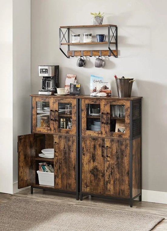 Industriële Opbergkast met Verstelbare Plank - Metaal en Houtlook – foto 4