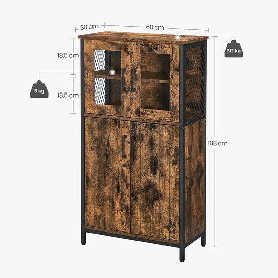 Industriële Opbergkast met Verstelbare Plank - Metaal en Houtlook – foto 5