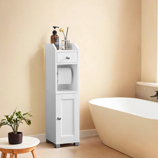 Compacte Opbergkast met Toiletrolhouder - Wit MDF – foto 2