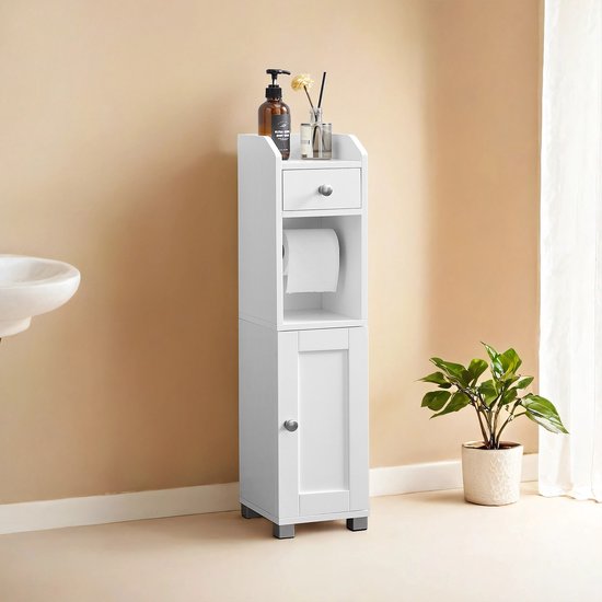 Compacte Opbergkast met Toiletrolhouder - Wit MDF – foto 4