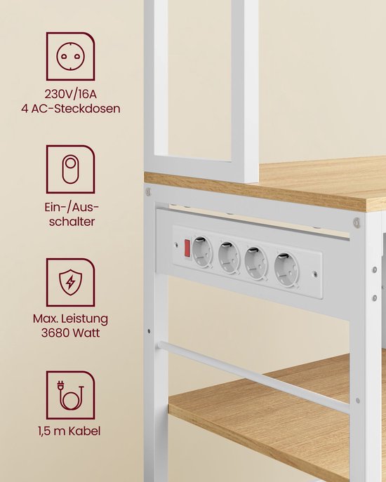 Veelzijdige Keukenrek met Werkblad en Stopcontacten – foto 6